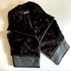 Bagatelle Shawl Collar Faux Fur Leather Trim Vest